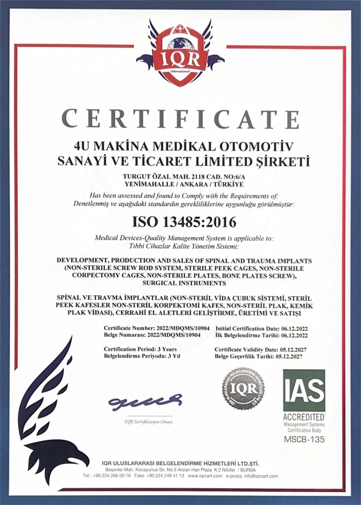 CERTIFICATE ISO 13485